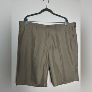 2/$15 Haggar Mens Golf Shorts 40 Khaki Tan Flat Front Outdoor Performance Casual